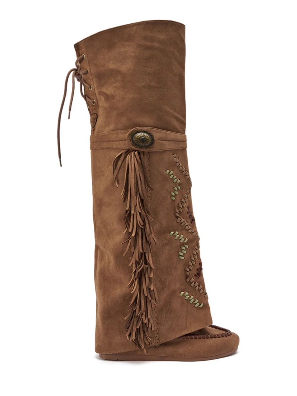 Women’s Over-the-Knee Fringe Moccasin Boots - Brown